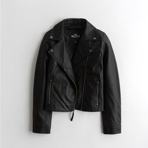 Hollister Cropped Faux Leather Biker Jacket